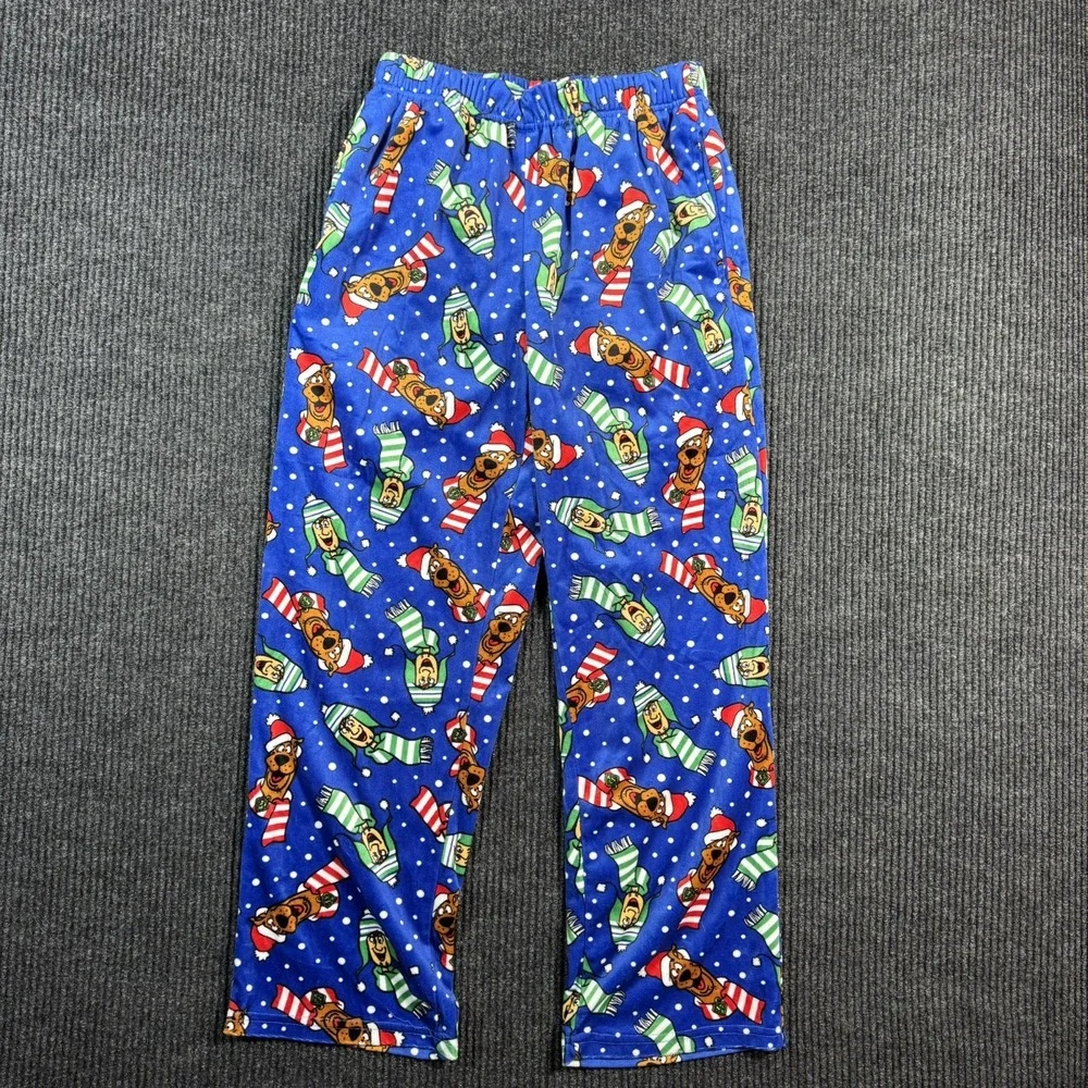 SCOOBY DOO & SHAGGY IN WINTER HAT & SCARF SNOW Lounge PAJAMA PANTS Small